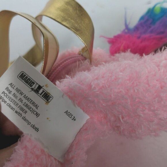 Magic Time International Pink Unicorn Purse Rainbow Plush Stuffed Animal 13" - Picture 7 of 8